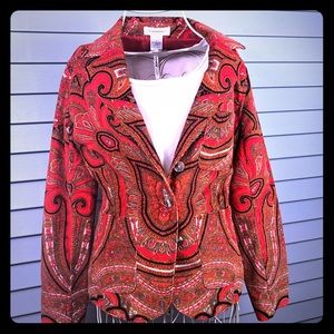 Isaac Mizrahi Corduroy Blazer Paisley Print Size S